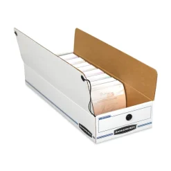 Bankers Box Liberty 9 in. x 24 in. x 6.38 in. Check and Form Boxes - White/Blue (12/Carton)