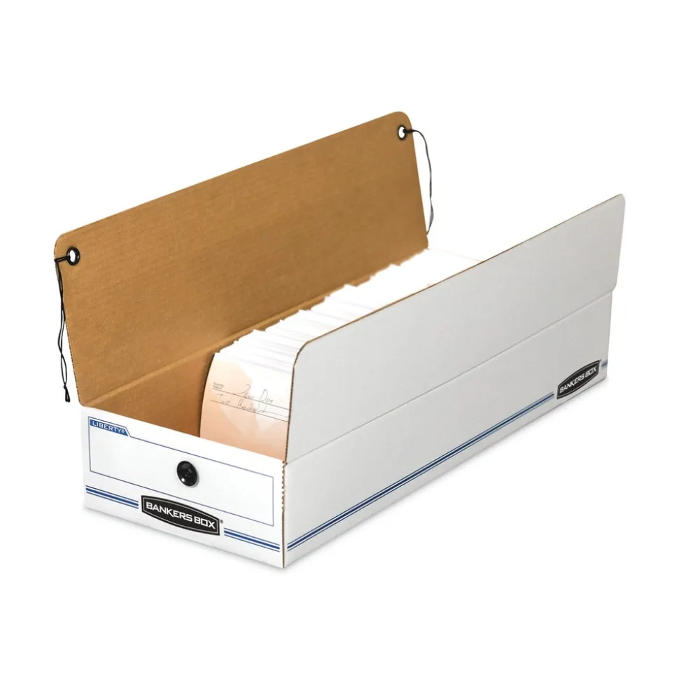 Bankers Box Liberty 9 in. x 24 in. x 6.38 in. Check and Form Boxes - White/Blue (12/Carton)