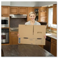 Bankers Box SmoothMove 12.25 in. x 18.5 in. x 12 in. Maximum Strength Moving/Storage Boxes - Medium, Brown/Blue (8/Carton)