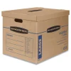 Bankers Box SmoothMove 17 in. x 21 in. x 17 in. Half Slotted Container Classic Moving/Storage Boxes - Large, Brown/Blue (5/Carton)