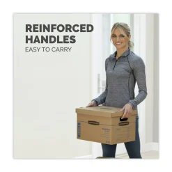 Bankers Box SmoothMove 17 in. x 21 in. x 17 in. Half Slotted Container Classic Moving/Storage Boxes - Large, Brown/Blue (5/Carton)