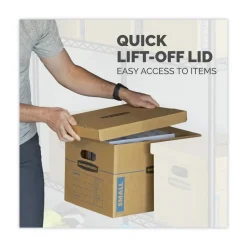 Bankers Box SmoothMove 17 in. x 21 in. x 17 in. Half Slotted Container Classic Moving/Storage Boxes - Large, Brown/Blue (5/Carton)