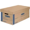Bankers Box SmoothMove 12 in. x 24 in. x 10 in. Prime Moving/Storage Boxes with Lift-Off Lid - Small/Brown/Blue (8/Carton)