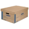 Bankers Box SmoothMove 15 in. x 24 in. x 10 in. Prime Moving/Storage Boxes with Lift-Off Lid - Large/Brown/Blue (8/Carton)
