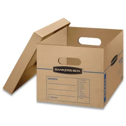Bankers Box SmoothMove 12 in. x 15 in. x 10 in. Classic Moving/Storage Boxes - Small, Brown/Blue (20/Carton)