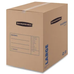 Bankers Box SmoothMove 18 in. x 18 in. x 24 in. Basic Moving/Storage Boxes - Large, Brown/Blue (15/Carton)