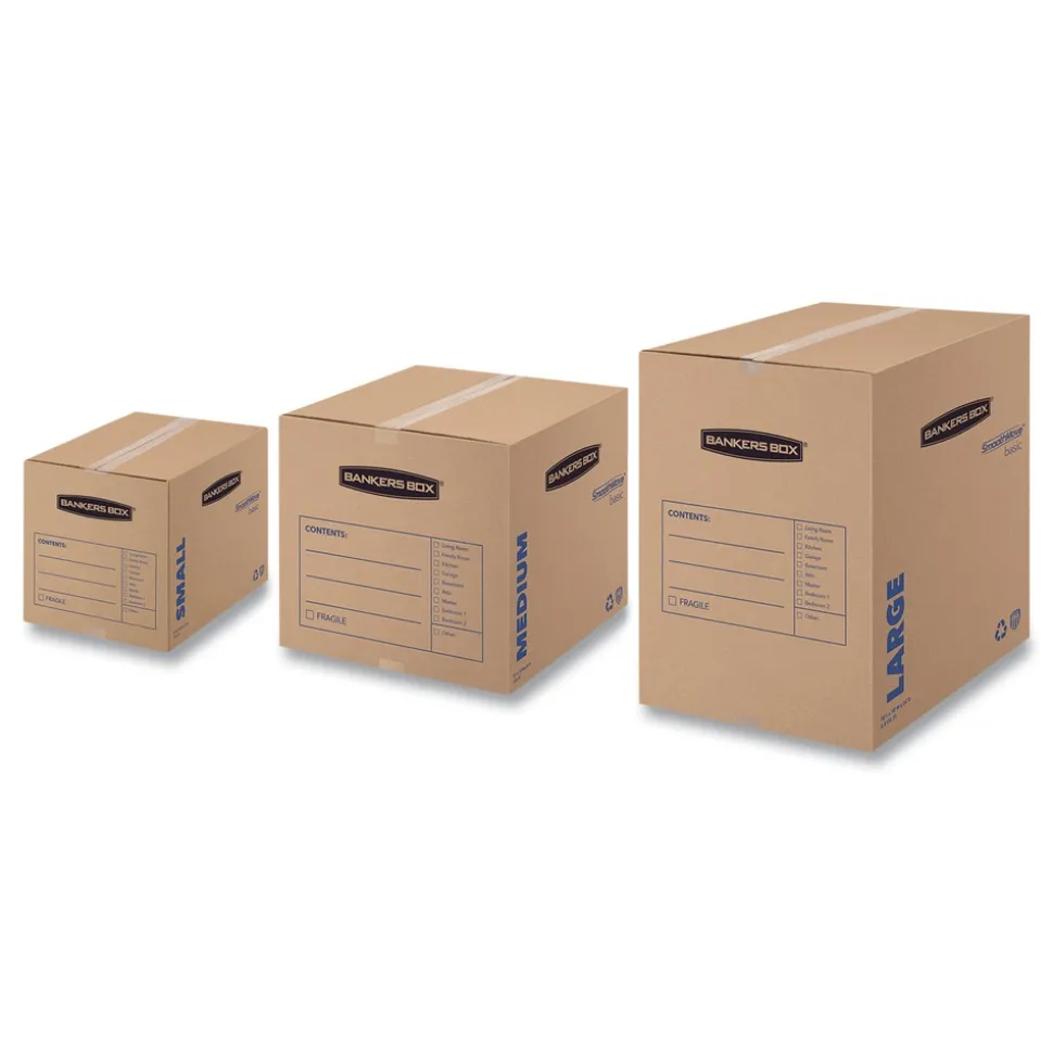 Bankers Box SmoothMove 18 in. x 18 in. x 24 in. Basic Moving/Storage Boxes - Large, Brown/Blue (15/Carton)