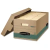Bankers Box STOR/FILE 12.88 in. x 25.38 in. x 10.25 in. Medium-Duty 100 Percent Recycled Letter Storage Boxes - Kraft/Green (12/Carton)