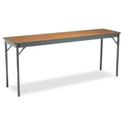 Barricks 72 in. x 18 in. x 30 in. Rectangular Special Size Folding Table - Walnut/Black
