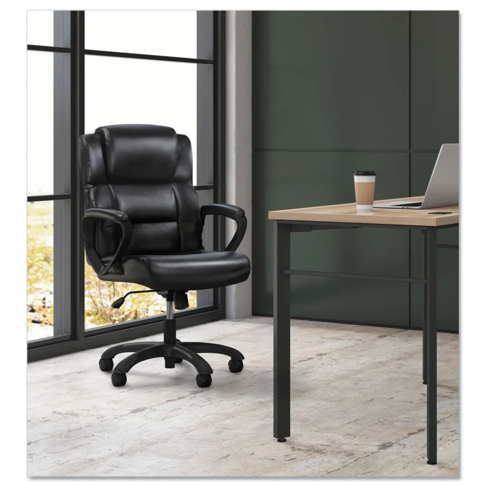 Basyx HON Sadie Mid-Back Ergonomic Executive Chair, Black Leather