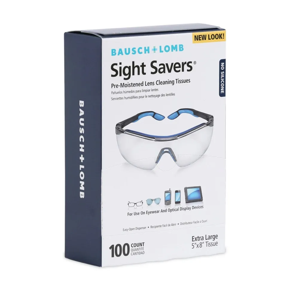 Bausch & Lomb Sight Savers 8 in. x 5 in. Premoistened Lens Cleaning Tissues (100/Box)