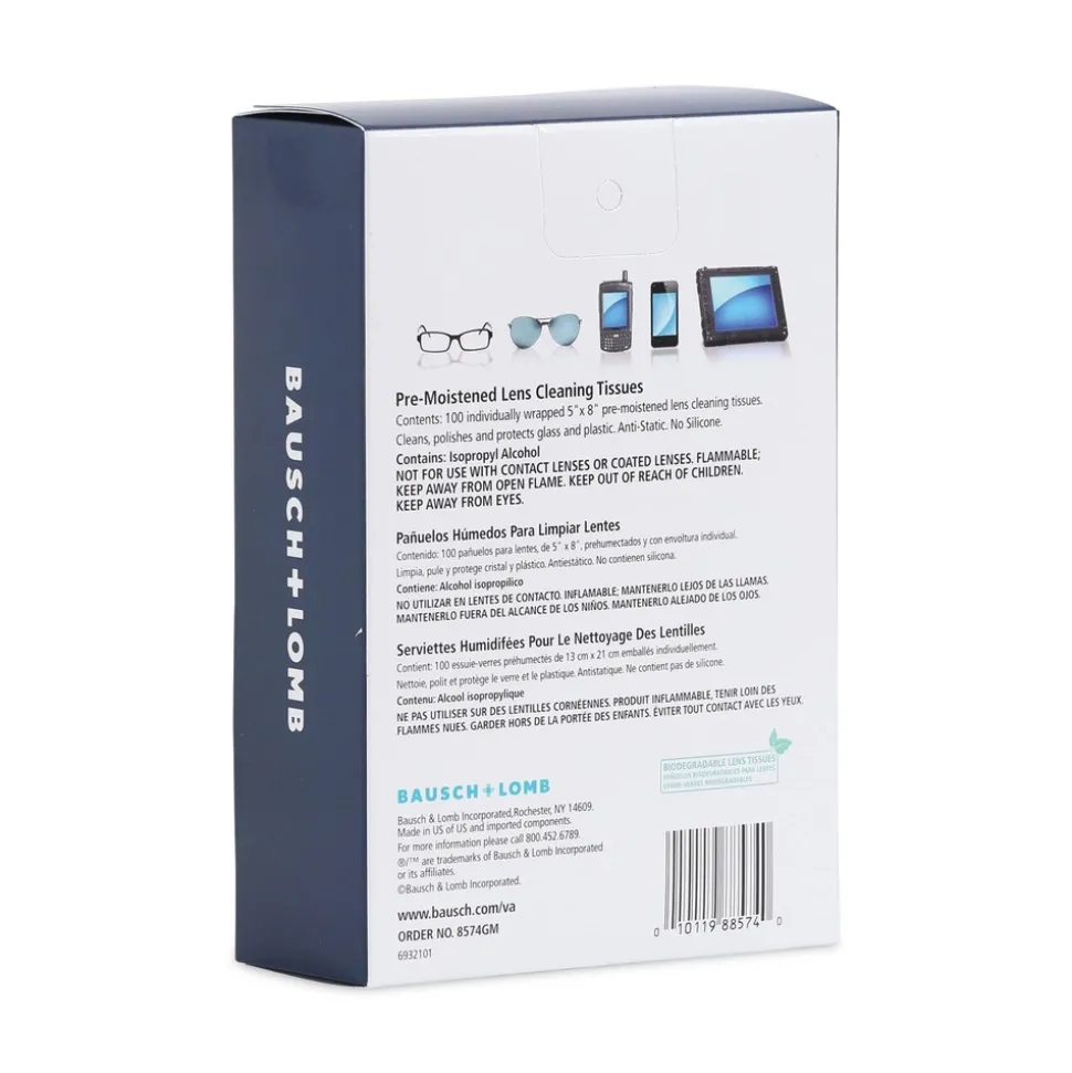 Bausch & Lomb Sight Savers 8 in. x 5 in. Premoistened Lens Cleaning Tissues (100/Box)