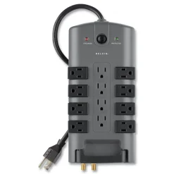 Belkin 4320 J 12 AC Outlets 8 ft. Cord Pivot Plug Surge Protector - Gray