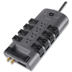 Belkin 4320 J 12 AC Outlets 8 ft. Cord Pivot Plug Surge Protector - Gray