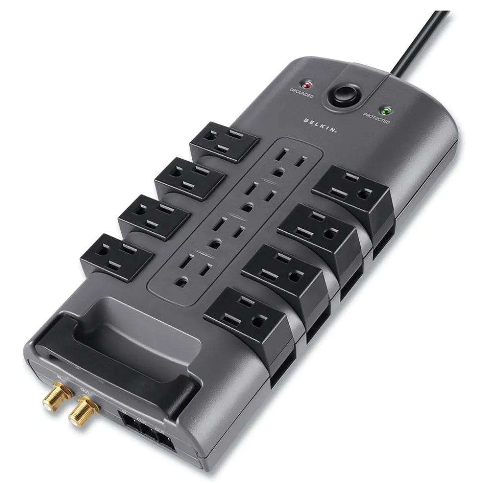Belkin 4320 J 12 AC Outlets 8 ft. Cord Pivot Plug Surge Protector - Gray