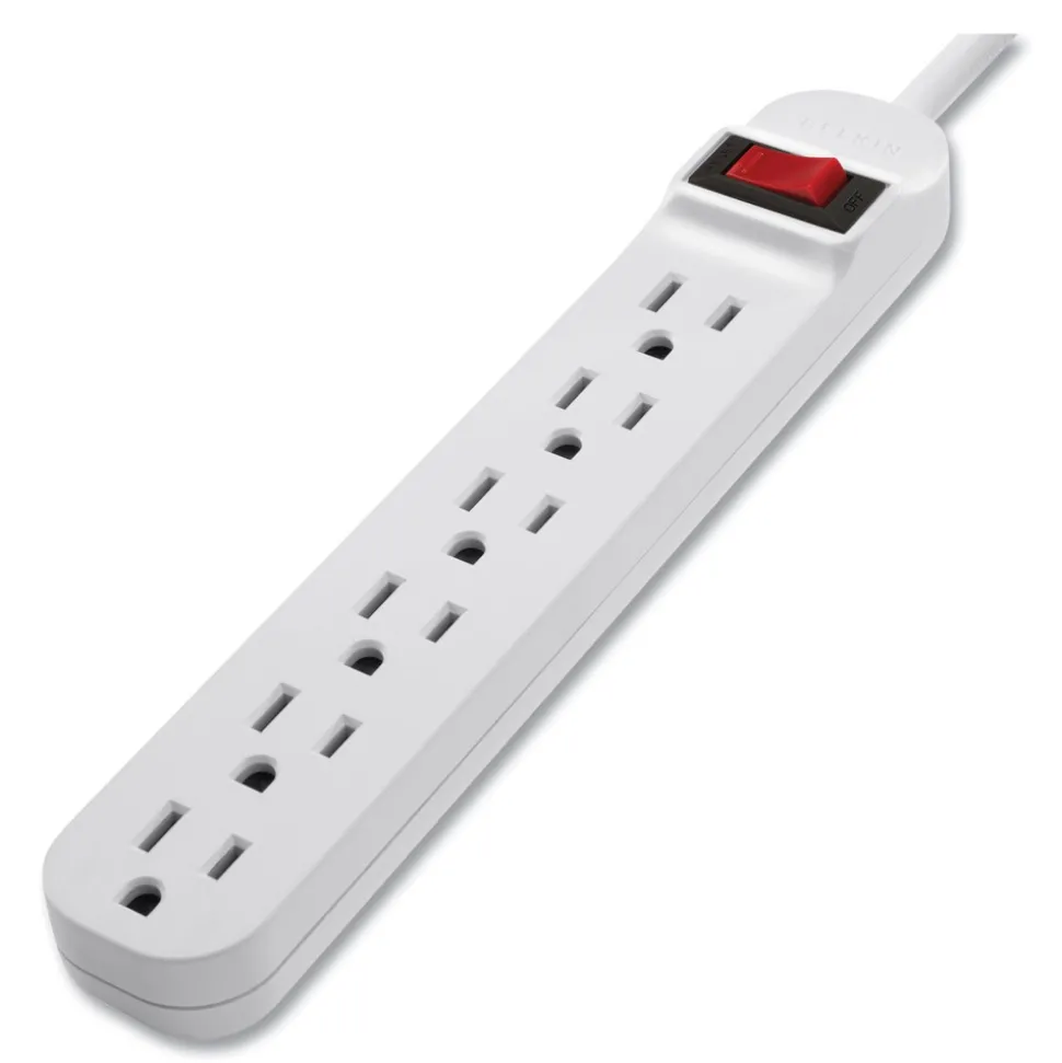 Belkin 6 Outlets 3 ft. Cord Power Strip - White
