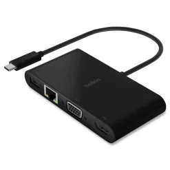 Belkin 4K HDMI/USB-A/USB-C/VGA 4.9 ft. USB-C Multimedia plus Charge Adapter - Black