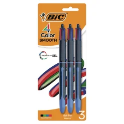 BIC 4-Color Smooth Medium 1 mm Retractable Ballpoint Pen - Multicolor (3/Pack)