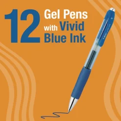 BIC Medium 0.7 mm Gel-ocity Pro Quick Dry Retractable Gel Pen - Blue Ink, Blue/Clear Barrel (12/Pack)