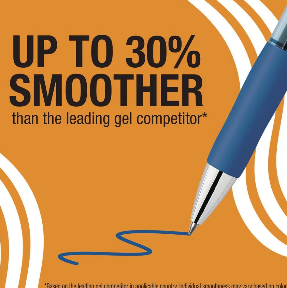 BIC Medium 0.7 mm Gel-ocity Pro Quick Dry Retractable Gel Pen - Blue Ink, Blue/Clear Barrel (12/Pack)