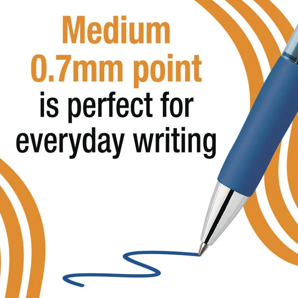 BIC Medium 0.7 mm Gel-ocity Pro Quick Dry Retractable Gel Pen - Blue Ink, Blue/Clear Barrel (12/Pack)