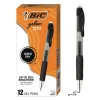 BIC Medium 0.7 mm Gel-ocity Pro Quick Dry Retractable Gel Pen - Black Ink, Black/Clear Barrel (12/Pack)