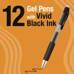 BIC Medium 0.7 mm Gel-ocity Pro Quick Dry Retractable Gel Pen - Black Ink, Black/Clear Barrel (12/Pack)