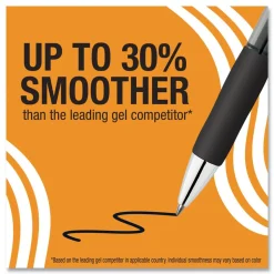 BIC Medium 0.7 mm Gel-ocity Pro Quick Dry Retractable Gel Pen - Black Ink, Black/Clear Barrel (12/Pack)