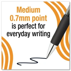 BIC Medium 0.7 mm Gel-ocity Pro Quick Dry Retractable Gel Pen - Black Ink, Black/Clear Barrel (12/Pack)