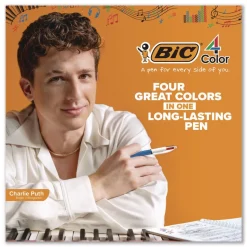 BIC Medium 1 mm Multi-Color Retractable Ballpoint Pen - Black/Blue/Green/Red Ink/Blue/White Barrel (12/Box)