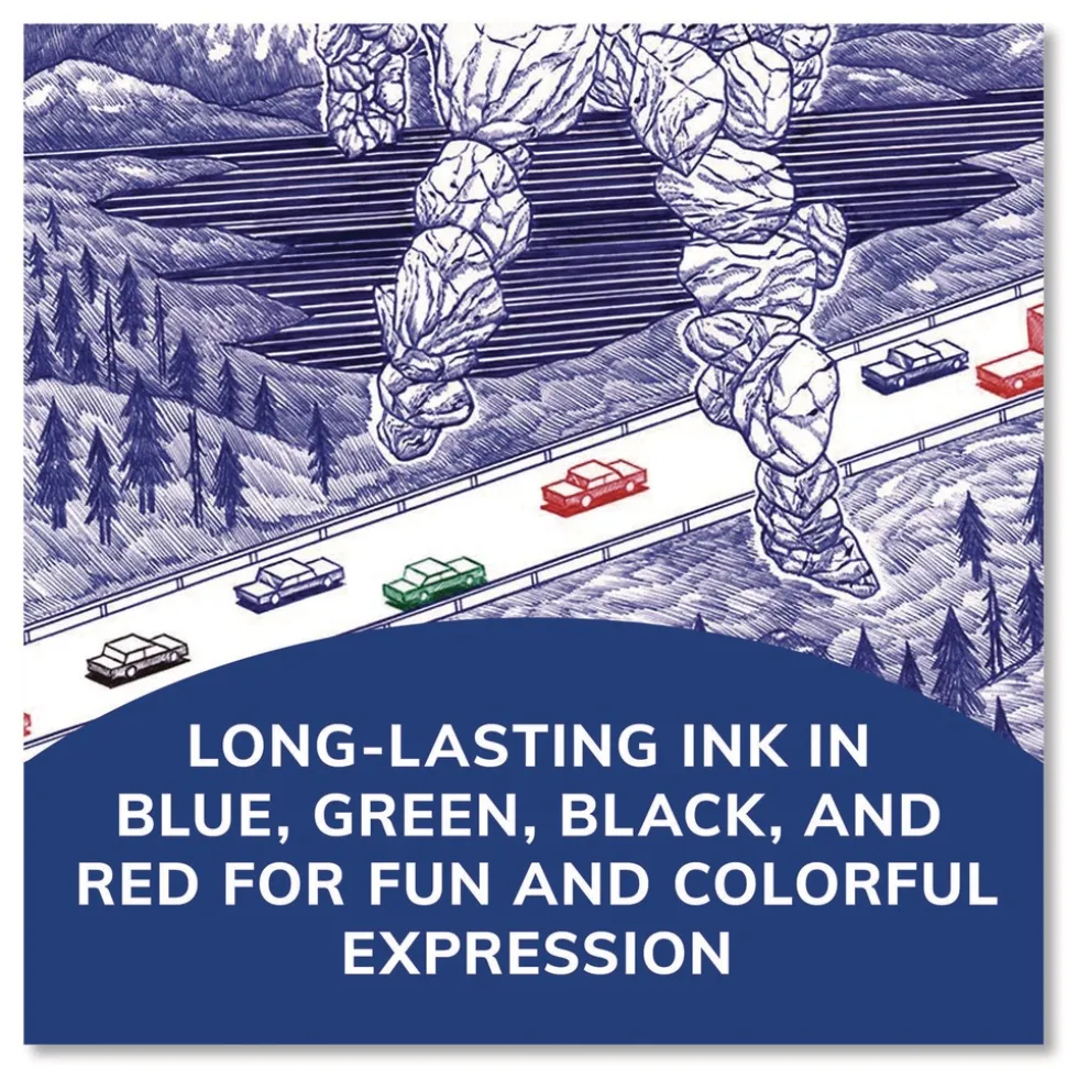 BIC Medium 1 mm Multi-Color Retractable Ballpoint Pen - Black/Blue/Green/Red Ink/Blue/White Barrel (12/Box)