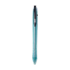 BIC ReVolution Ocean Bound Medium 1 millimeter Retractable Ballpoint Pen - Black Ink/Translucent Blue Barrel (1-Dozen)
