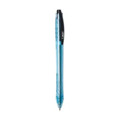 BIC ReVolution Ocean Bound Medium 1 millimeter Retractable Ballpoint Pen - Black Ink/Translucent Blue Barrel (1-Dozen)