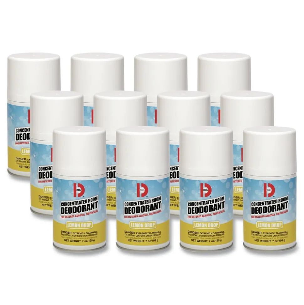 Big D Industries 7 oz Metered Concentrated Room Deodorant - Lemon Scent (12/Carton)