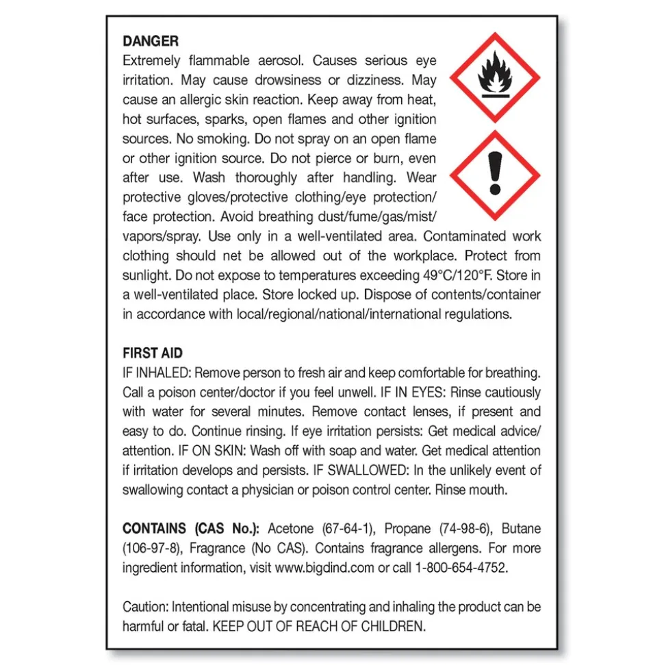 Big D Industries 7 oz Metered Concentrated Room Deodorant - Lemon Scent (12/Carton)