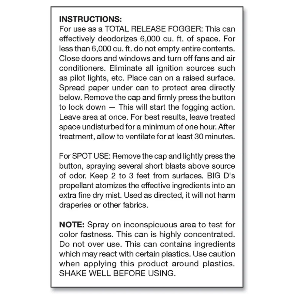 Big D Industries 5 oz Odor Control Fogger - Mountain Air Scent (12/Carton)