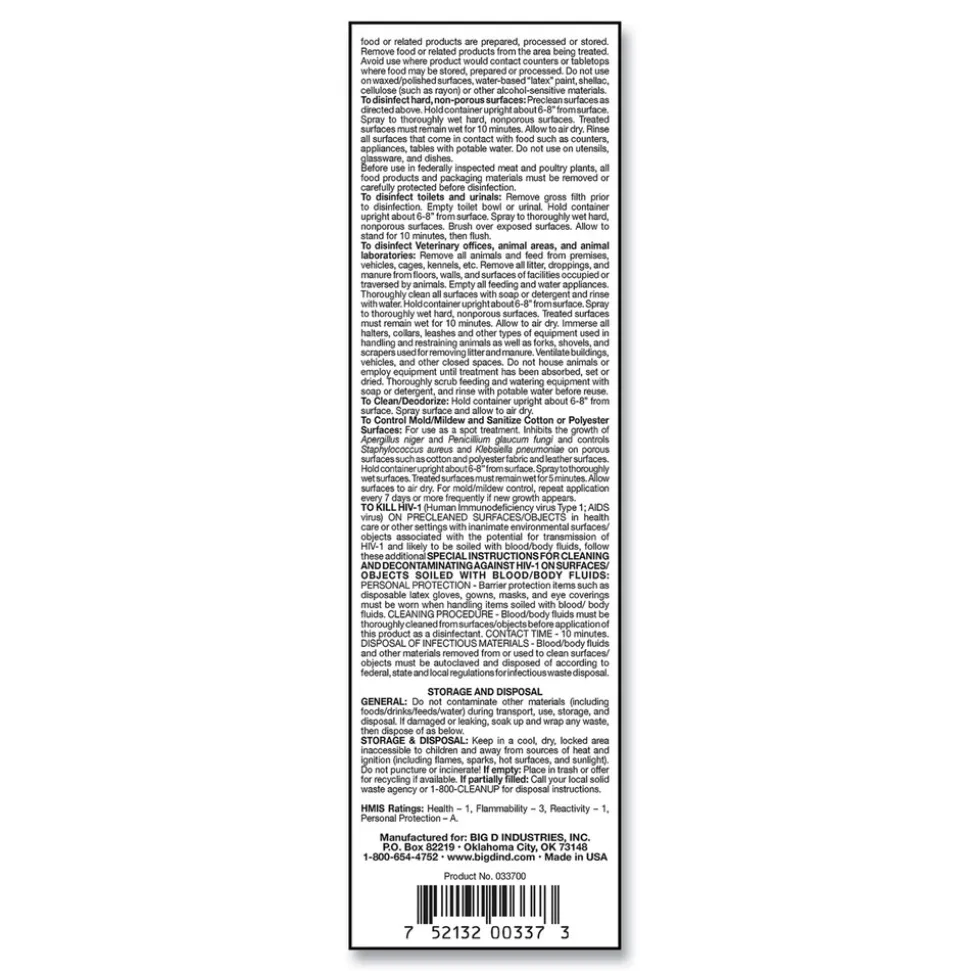 Big D Industries 16.5 oz PHENO D Plus Aerosol Disinfectant/Deodorizer - Citrus Scent (12/Carton)