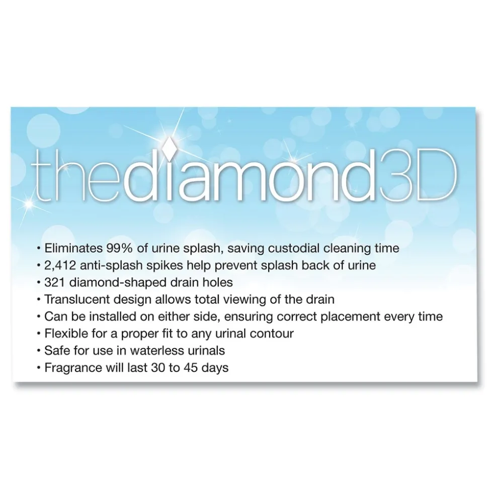 Big D Industries Diamond 3D Urinal Screen - Melon Mist Scent/Clear (6/Carton)