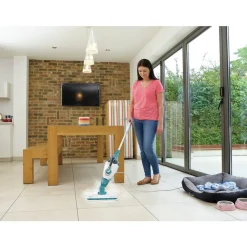 Black & Decker 120V 5-in-1 Electric Corded Steam Mop and Portable Steamer - Blue and White