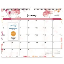 Blue Sky 15 in. x 12 in. 12-Month (Jan to Dec): 2026 Lindley Monthly Wall Calendar - Floral Artwork, White/Pink/Red Sheets