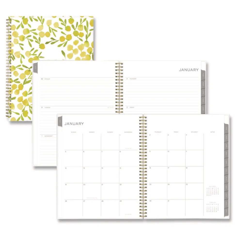 Blue Sky 11 in. x 8.5 in. 12-Month (Jan to Dec): 2026 Mimosa Weekly/Monthly Planner - Floral Artwork, Yellow/Green/White Cover