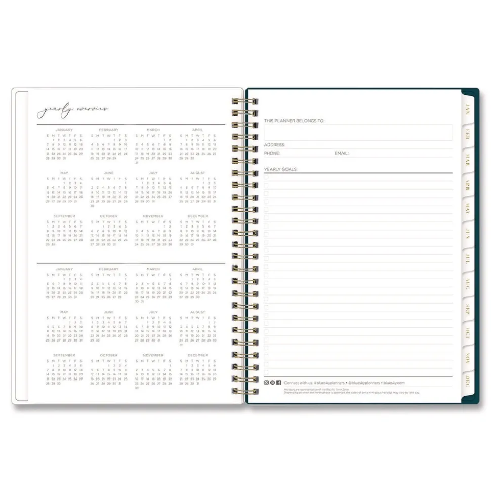 Blue Sky 8.63 in. x 5.88 in. 12-Month (Jan to Dec): 2026 Life Note-It Dania Weekly/Monthly Planner - Floral Artwork, Teal/Pink/Blue Cover