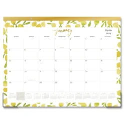 Blue Sky 22 in. x 17 in. 12-Month (Jan to Dec): 2026 Mimosa Monthly Desk Pad Calendar - Lemon Artwork, White/Yellow/Green Sheets
