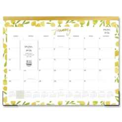 Blue Sky 22 in. x 17 in. 12-Month (Jan to Dec): 2026 Mimosa Monthly Desk Pad Calendar - Lemon Artwork, White/Yellow/Green Sheets