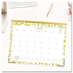 Blue Sky 22 in. x 17 in. 12-Month (Jan to Dec): 2026 Mimosa Monthly Desk Pad Calendar - Lemon Artwork, White/Yellow/Green Sheets