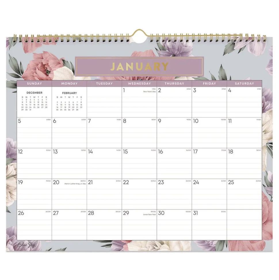 Blue Sky 15 in. x 12 in. 12-Month (Jan to Dec): 2026 Tula Monthly Wall Calendar - Floral Artwork, White/Multicolor Sheets
