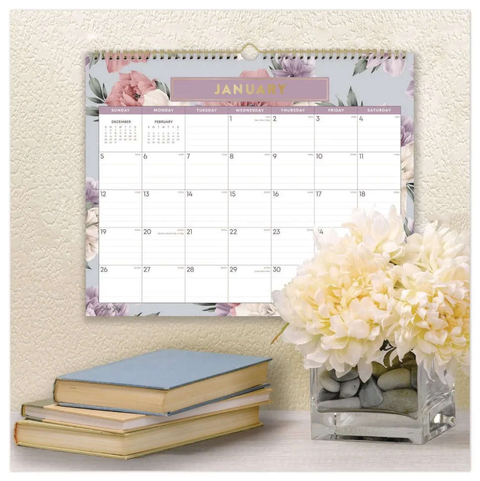 Blue Sky 15 in. x 12 in. 12-Month (Jan to Dec): 2026 Tula Monthly Wall Calendar - Floral Artwork, White/Multicolor Sheets