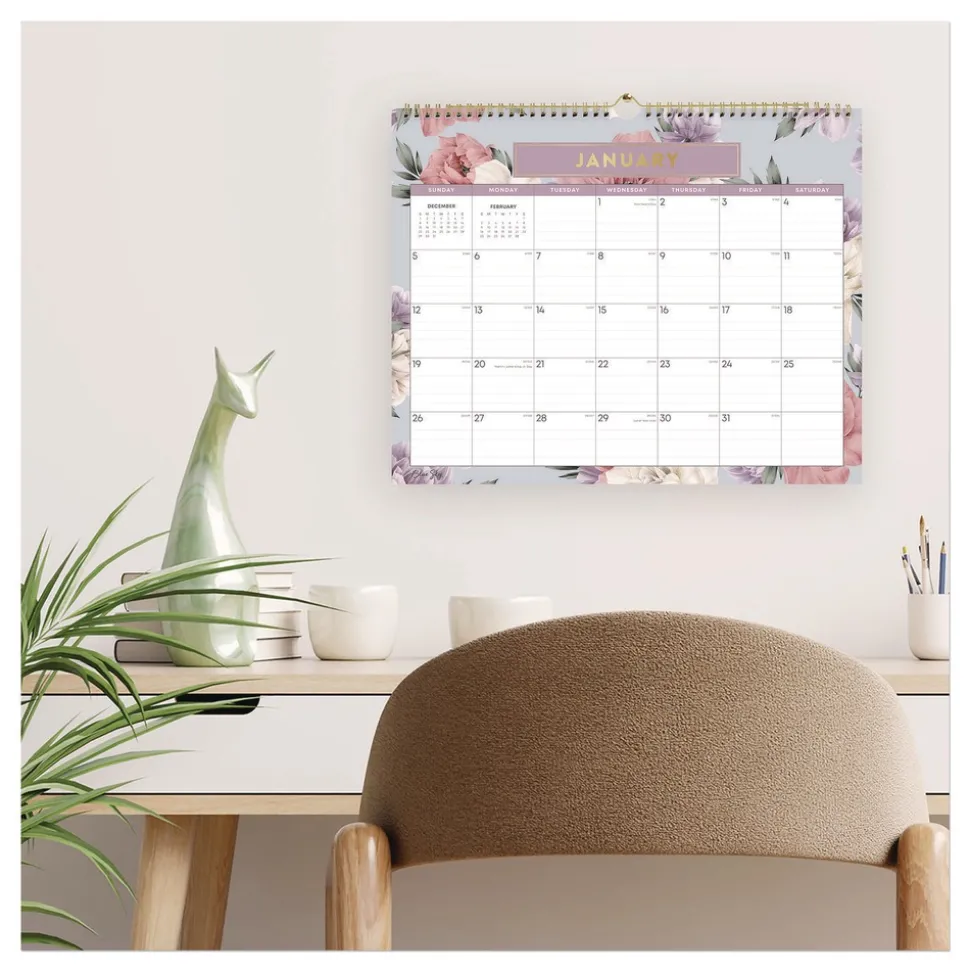 Blue Sky 15 in. x 12 in. 12-Month (Jan to Dec): 2026 Tula Monthly Wall Calendar - Floral Artwork, White/Multicolor Sheets