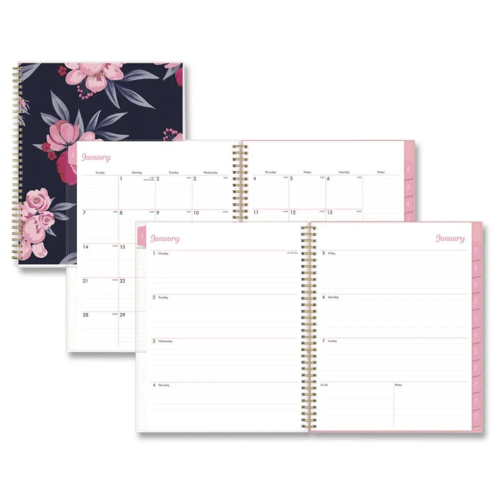 Blue Sky 11 in. x 8.5 in. 12-Month (Jan to Dec): 2026 Mimi Pink Monthly Planner - Floral Artwork, Pink/Blue/Rose Cover