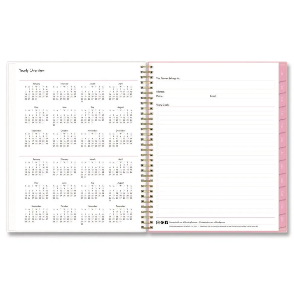 Blue Sky 11 in. x 8.5 in. 12-Month (Jan to Dec): 2026 Mimi Pink Monthly Planner - Floral Artwork, Pink/Blue/Rose Cover